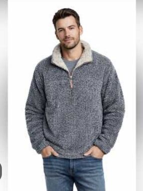 True Grit Men’s Navy Sherpa Zip Pullover